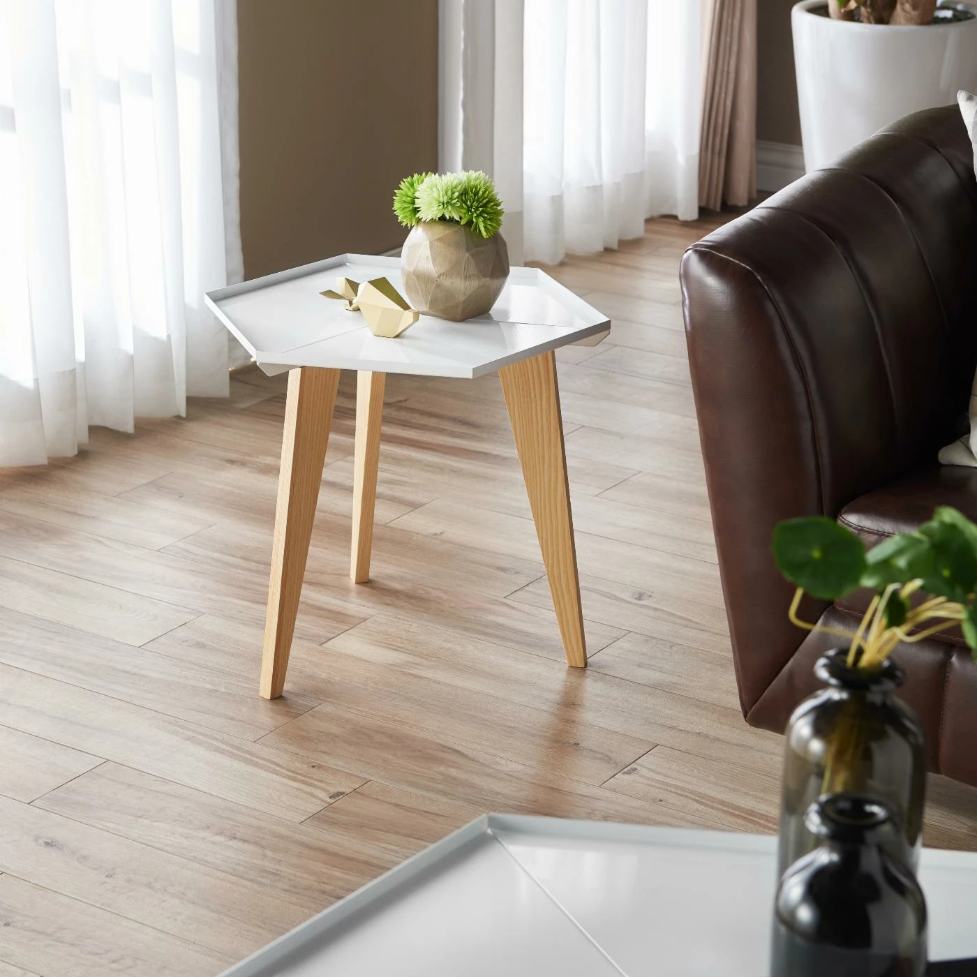 Flash Sale π€© Other Shapes - End Tables & Side Tables HN Home Soleri Mid-Century Modern Hexagon End Table 𧨠- Image 2