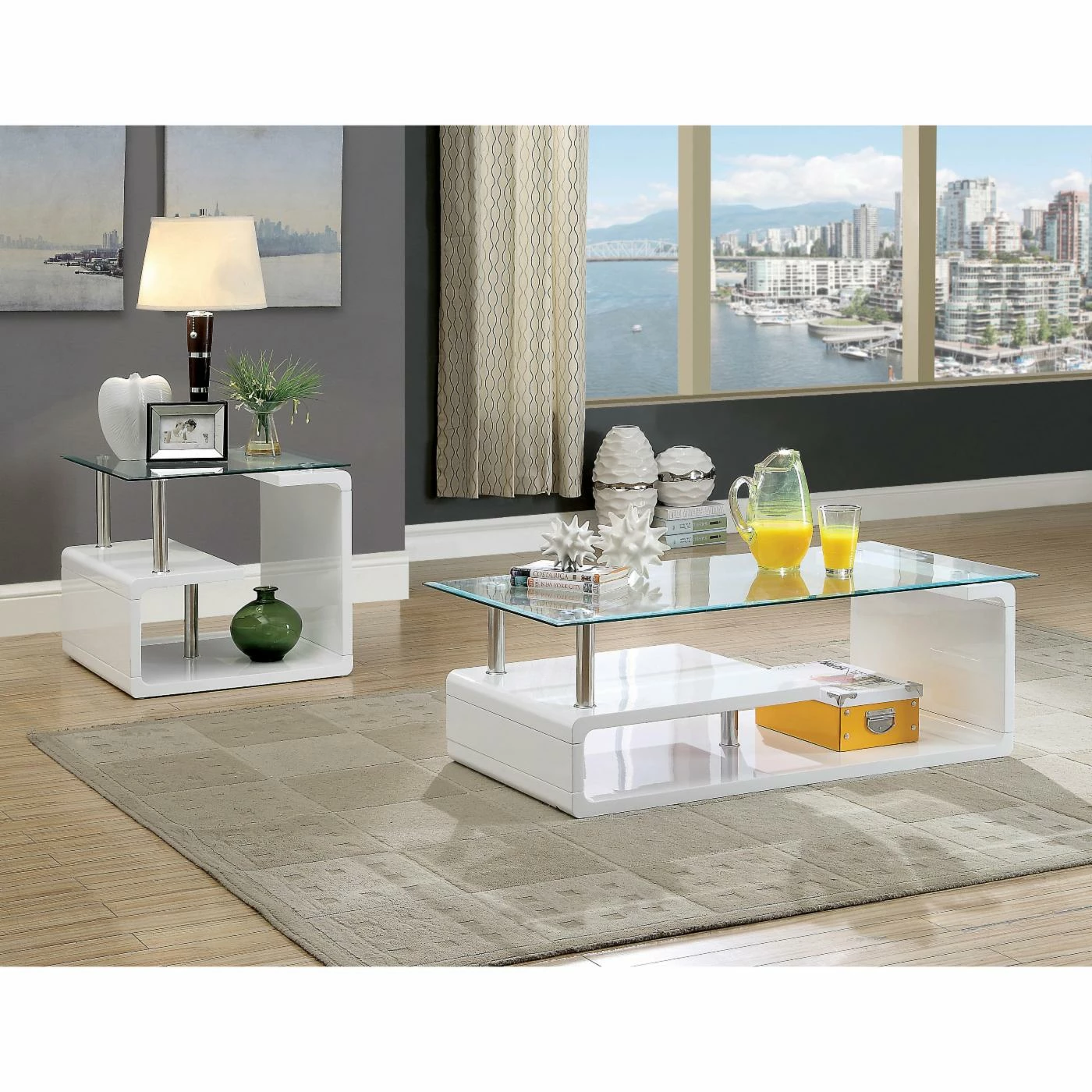 Best Pirce 👏 Square End Tables & Side Tables Furniture Of America Neko Glass Top End Table 👍 - Image 2