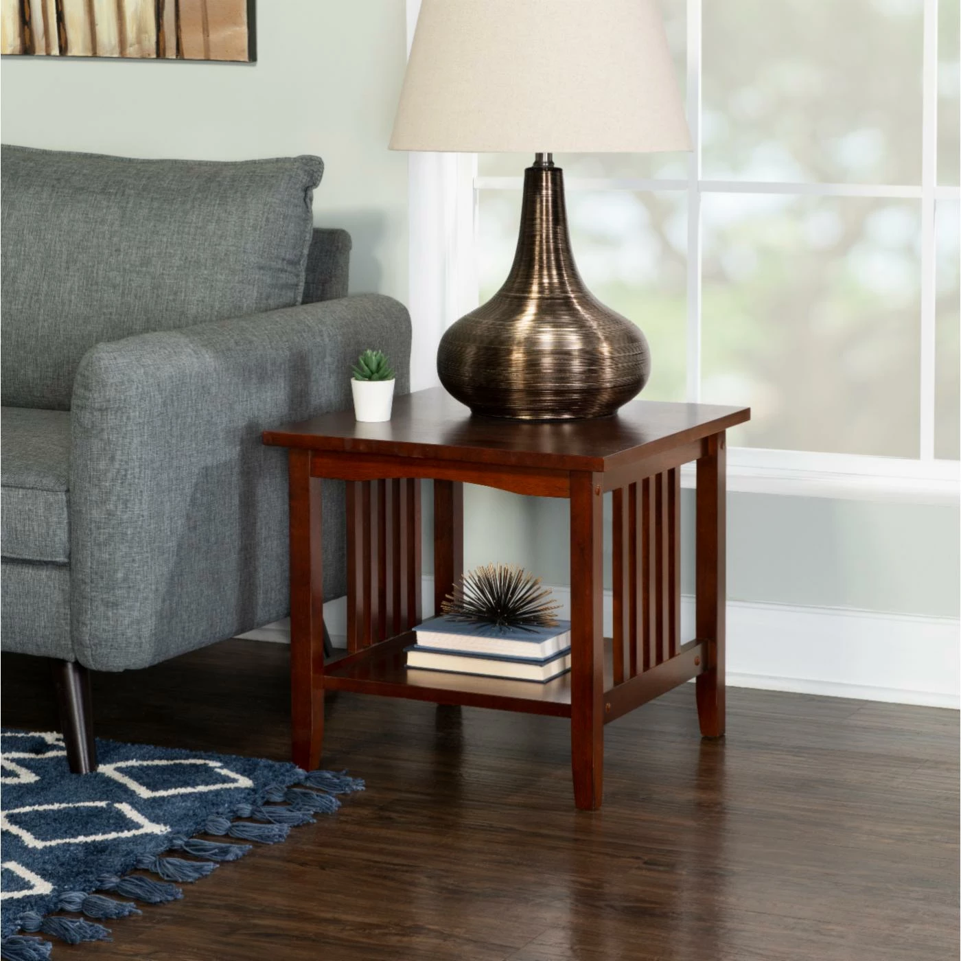 Flash Sale π Square End Tables & Side Tables Linon Finn Square End Table With Shelf - Espresso π - Image 2