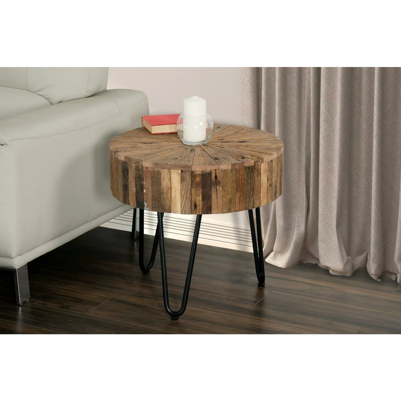 Hot Sale π Round End Tables & Side Tables Primo International Sawyer Reclaimed Wood & Iron End Table β€οΈ - Image 2