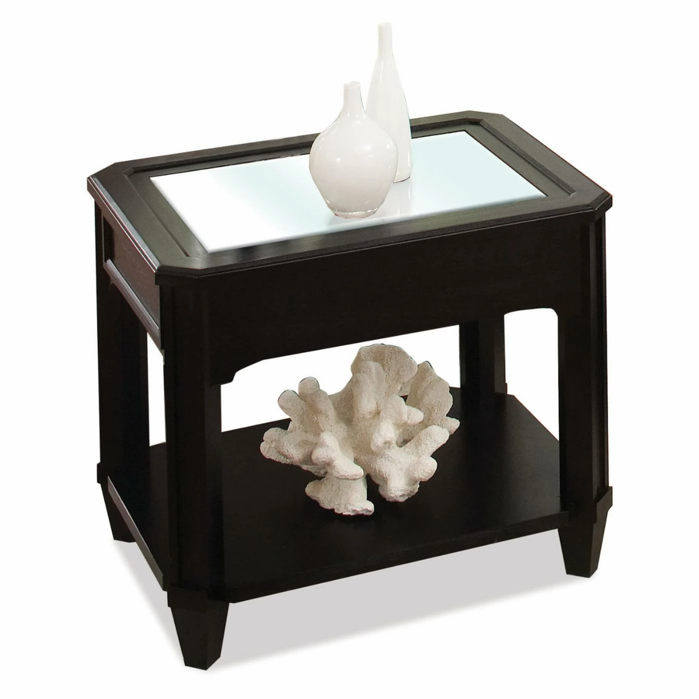 Best deal π Riverside Furniture Rectangle End Tables & Side Tables Riverside Farrington Rectangular Glass Top End Table - Black Forrest Birch β¨ - Image 2