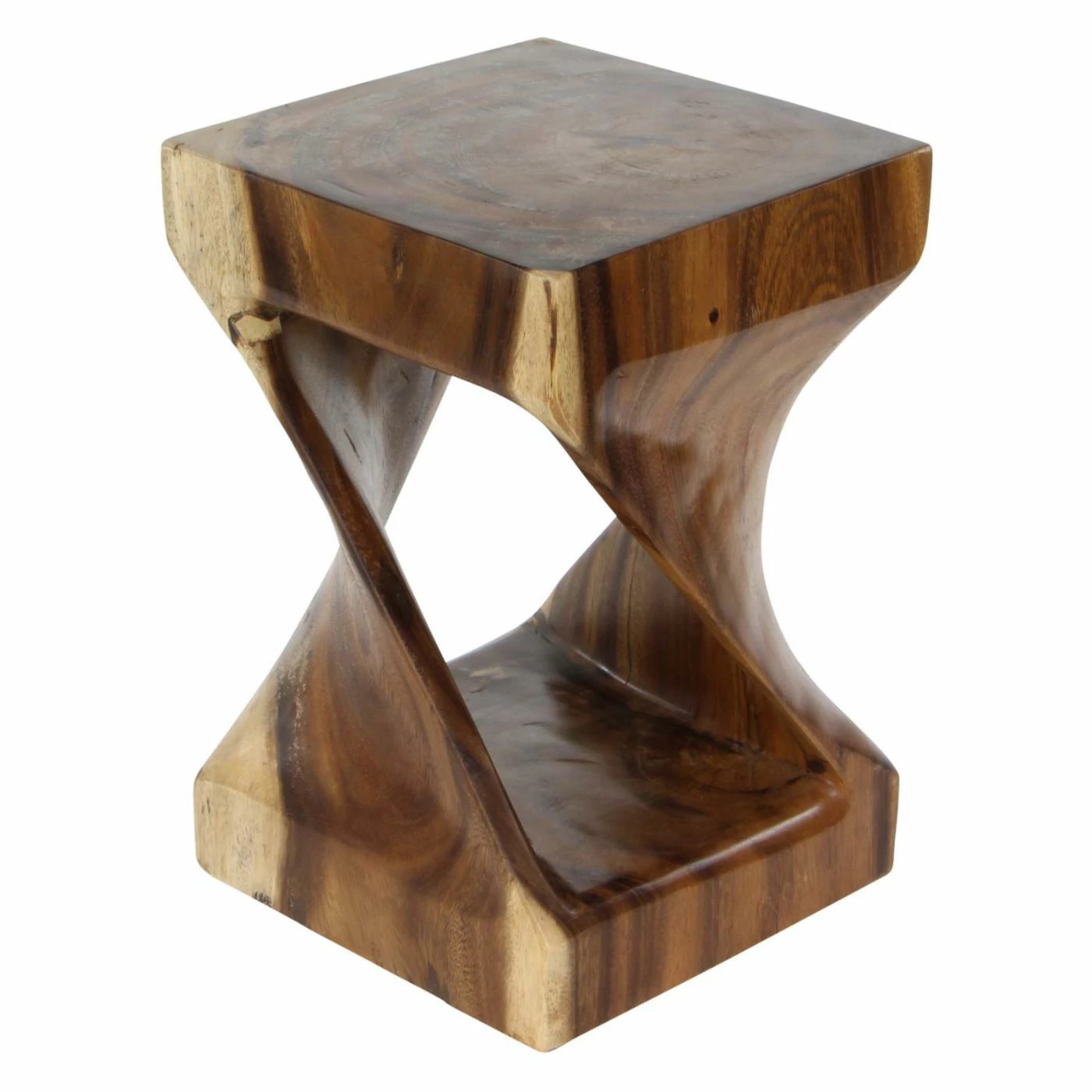 Budget ⌛ Square End Tables & Side Tables DecMode Natural Suar Wood Square Twisted Design Side Table 👍 - Image 2