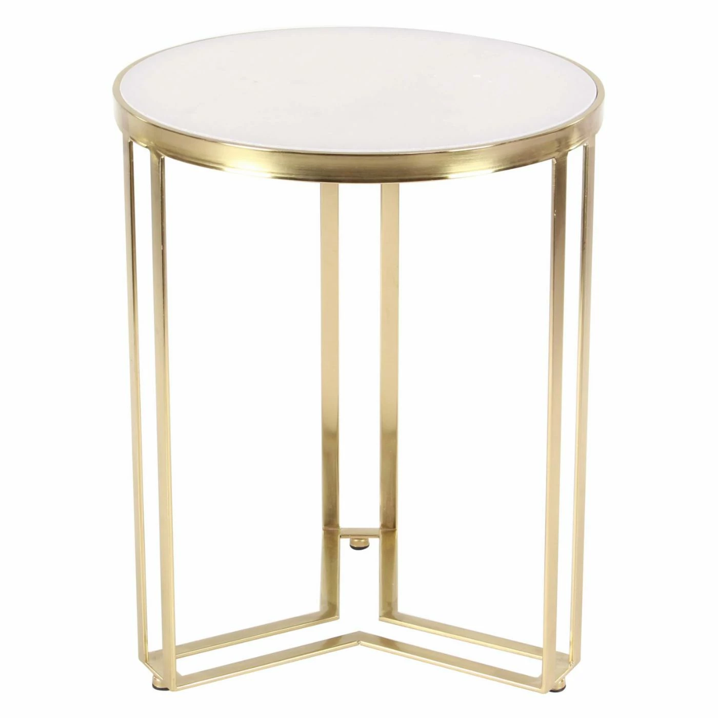 New ✨ Round End Tables & Side Tables DecMode Modern Round Iron And Marble Accent Table 😀 - Image 2