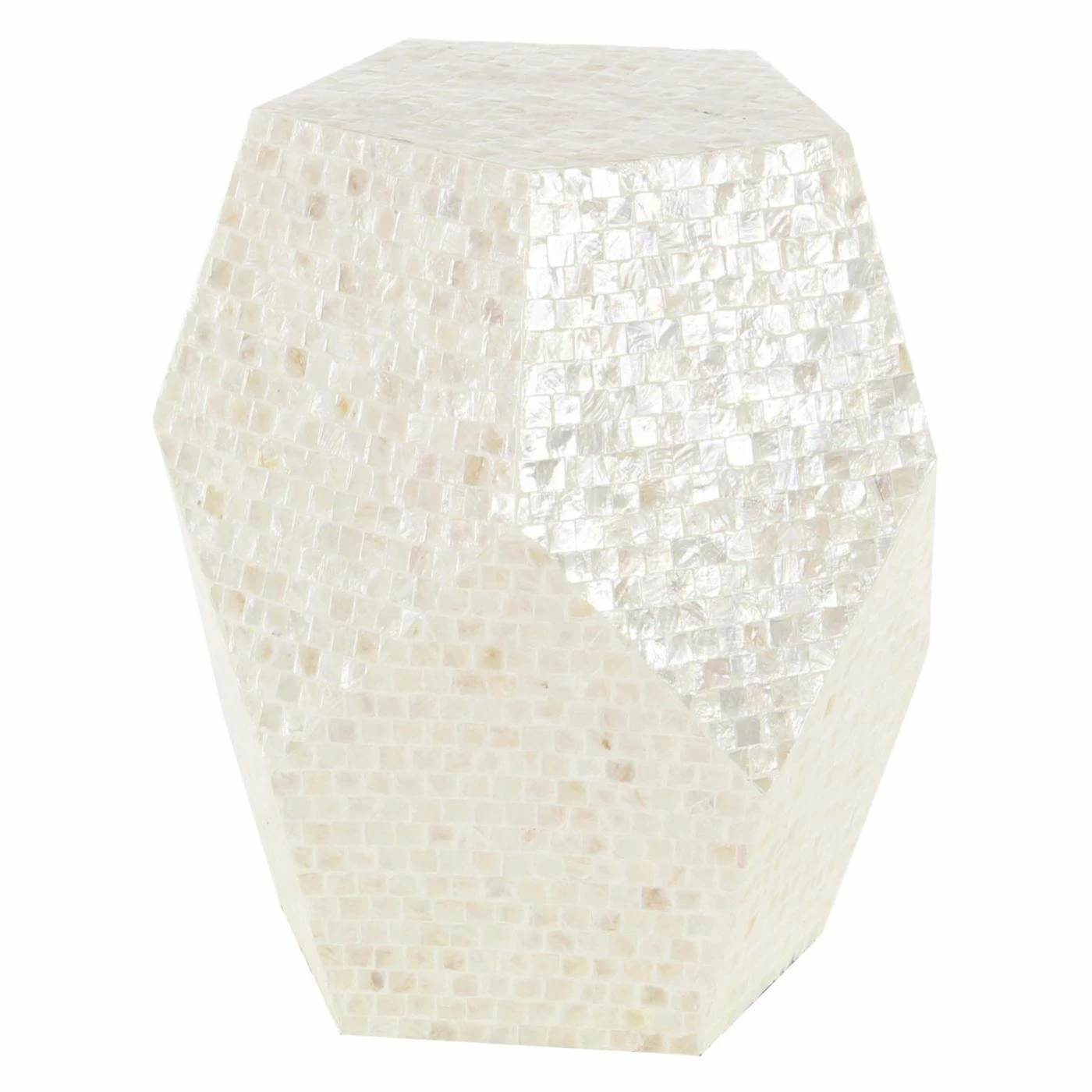 Outlet π Other Shapes - End Tables & Side Tables DecMode Natural Wood And Shell Pentagon Faceted Accent Table 𧨠- Image 2