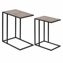 New 😉 A & B Home Rectangle End Tables & Side Tables A & B Home Raj Brass Inlaid Nesting Tables 🎁