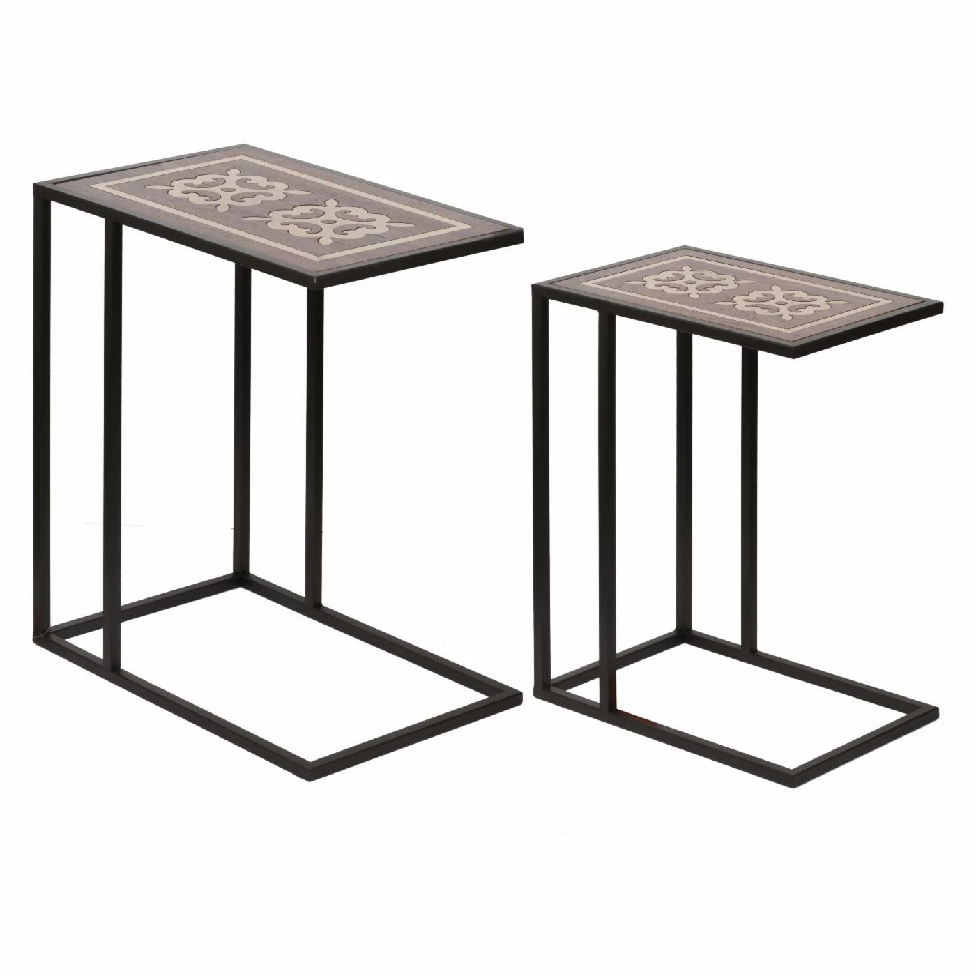 New 😉 A & B Home Rectangle End Tables & Side Tables A & B Home Raj Brass Inlaid Nesting Tables 🎁