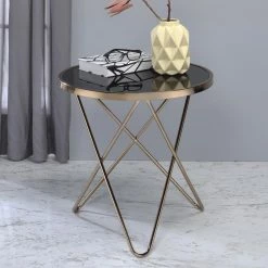 Cheapest 🧨 Acme Furniture Round End Tables & Side Tables ACME Valora Black Glass End Table ✔️