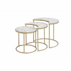 Best deal 🎉 Round End Tables & Side Tables Acme Furniture Anpay Faux Marble 3-piece Nesting Tables ⌛