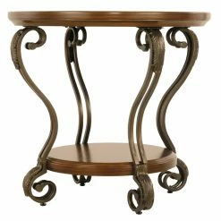 Top 10 🔥 Round End Tables & Side Tables Signature Design By Ashley Nestor Brown Round End Table 🔔