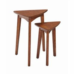 Outlet ⌛ Triangle End Tables & Side Tables Alaterre Furniture Monterey 24 In. Mid-Century Wood Triangular Nesting End Tables, Set Of Two, Warm Chestnut 👏