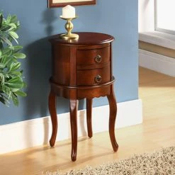 Deals 👍 Round End Tables & Side Tables All Things Cedar Twin Drawer Round End Table 👏