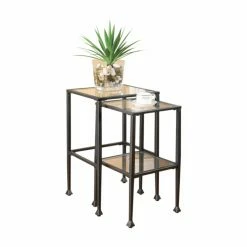 Budget ⭐ Rectangle End Tables & Side Tables Benzara Metal Nesting Tables - Set Of 2 👍