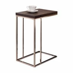 Buy 🧨 Rectangle End Tables & Side Tables Benzara Classic Brown Wooden Top Snack Table 🌟