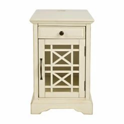 New 🎁 Rectangle End Tables & Side Tables Benzara Wooden Chairside Table With Power Outlets 🔔