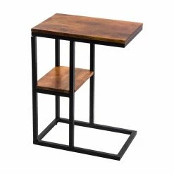 Best Pirce 🌟 Rectangle End Tables & Side Tables Benzara Iron Framed Mango Wood Accent Table ⌛