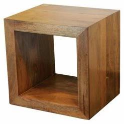 Promo 🎁 The Urban Port Rectangle End Tables & Side Tables Benzara Uniquely Styled Wooden Side Cube Table 🔔