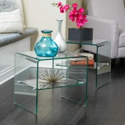 Budget 😀 Best Selling Home Rectangle End Tables & Side Tables Jessica Glass End Tables - Set Of 2 ⌛