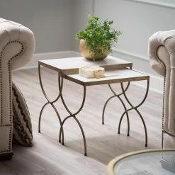 New ๐ Butler Specialty Rectangle End Tables & Side Tables Butler Bacchus Marble & Iron Nesting Tables - Metalworks ๐