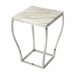 Flash Sale 🥰 Square End Tables & Side Tables Butler Specialty Haley Marble And Metal End Table 🧨