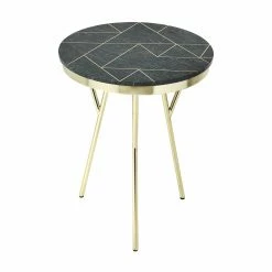 Best Sale ๐ Round End Tables & Side Tables Butler Specialty Haven Green Marble And Brass Accent Table โ