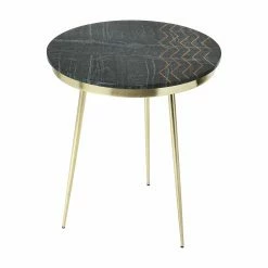 Discount 🔔 Round End Tables & Side Tables Butler Specialty Hollings Green Marble And Brass Accent Table 🔥