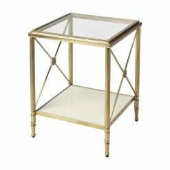 Discount 🥰 Square End Tables & Side Tables Butler Specialty Taren Gold End Table 🎉