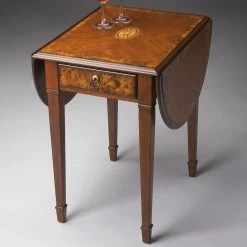 Budget 🔥 Butler Specialty Oval End Tables & Side Tables Butler Pembroke Table - Olive Ash Burl ✔️