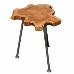 Hot Sale 💯 Other Shapes - End Tables & Side Tables Chic Teak Ampyang Metal Leg Teak Side Table ⌛