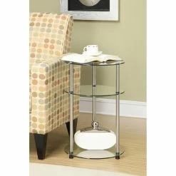 Deals 🌟 Round End Tables & Side Tables Convenience Concepts Classic Glass 3-Tier Round Table 🤩