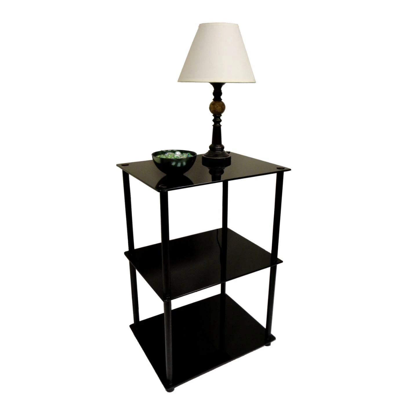 Outlet ๐คฉ Rectangle End Tables & Side Tables Convenience Concepts Black Classic Glass 3-Tier End Table ๐ฅฐ