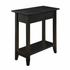 Outlet ⭐ Rectangle End Tables & Side Tables Convenience Concepts American Heritage Rectangle Wood End Table With Flip Top And Shelf 🎉
