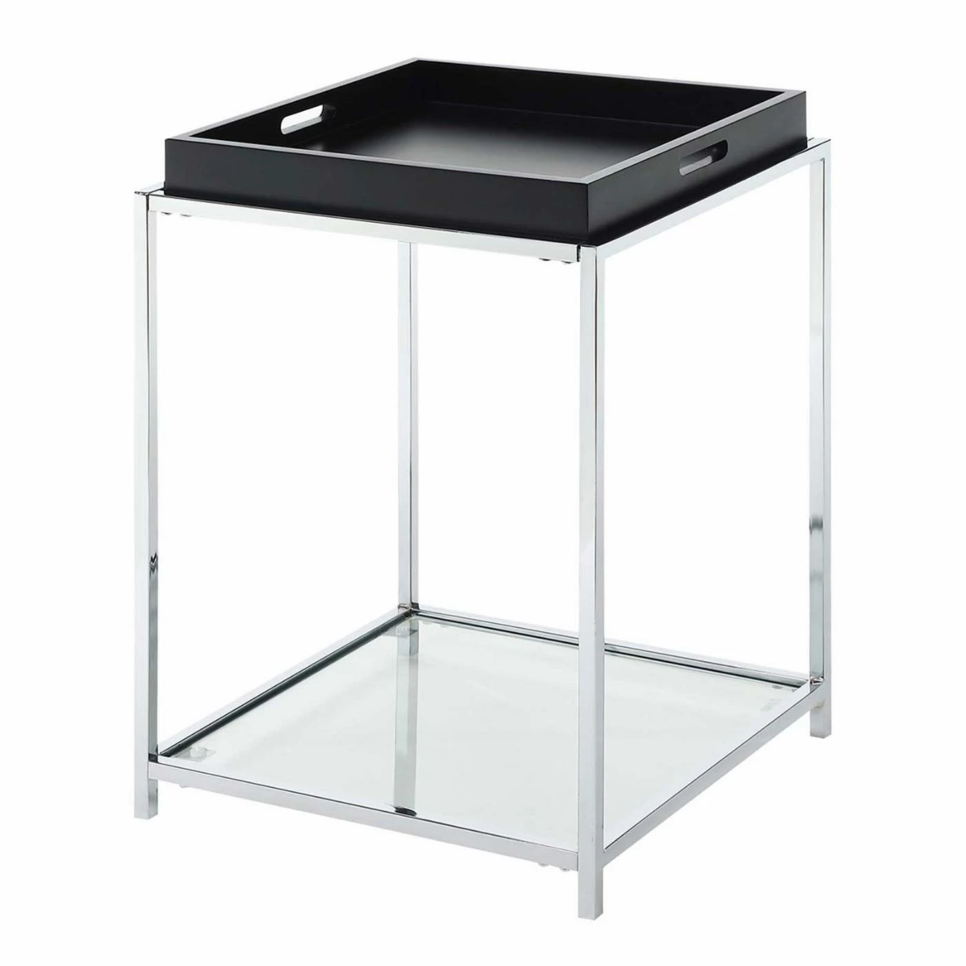 Brand new ๐ Square End Tables & Side Tables Convenience Concepts Palm Beach Square Metal And Glass End Table With Removable Tray โค๏ธ