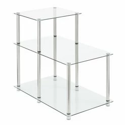 Budget 🔥 Rectangle End Tables & Side Tables Convenience Concepts 3 Tiered Glass Step End Table ⌛