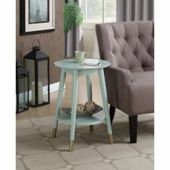Wholesale 😀 Round End Tables & Side Tables Convenience Concepts Wilson Round End Table With Shelf 😉