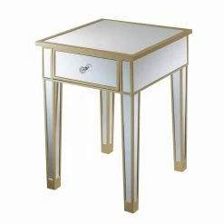 Discount 🔔 Square End Tables & Side Tables Convenience Concepts Gold Coast 1 Drawer Mirrored End Table 🤩