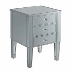 Best Sale 🔥 Square End Tables & Side Tables Convenience Concepts Gold Coast 3 Drawer Mirrored End Table ⭐
