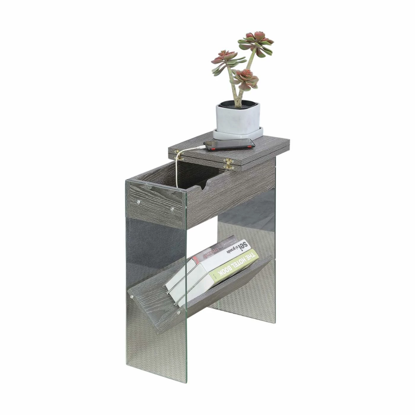 Buy โจ Rectangle End Tables & Side Tables Convenience Concepts SoHo Flip Top End Table With Charging Station ๐งจ