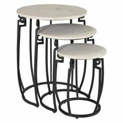 New 🥰 Round End Tables & Side Tables Coast To Coast Round Nesting Table - White & Black 🔥
