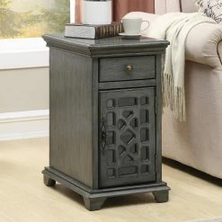 Buy ๐ Rectangle End Tables & Side Tables Coast To Coast Imports One Drawer One Door Chairside Cabinet ๐