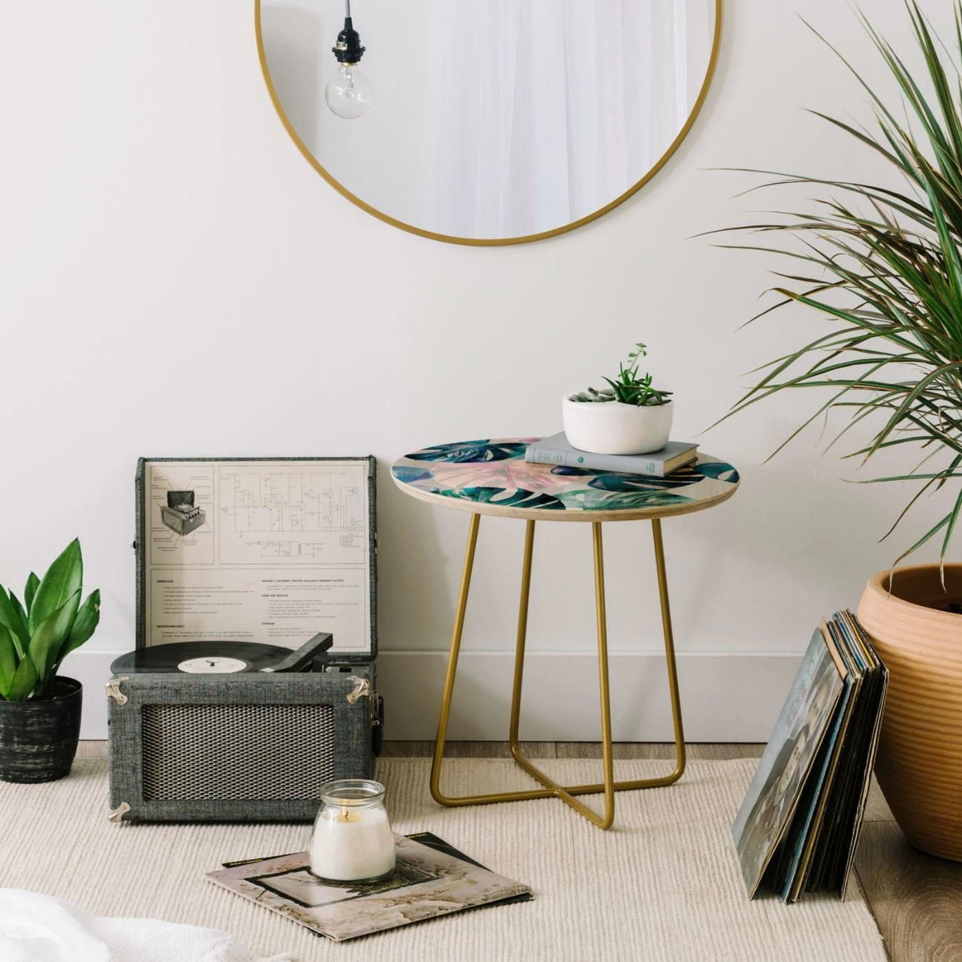 Hot Sale š Round End Tables & Side Tables Deny Designs Mareike Boehmer Monstera 4 Round Side Table ā