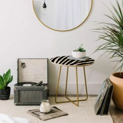 Promo 😍 Round End Tables & Side Tables Deny Designs Natalie Baca Zebra Stripes Round Side Table ⭐