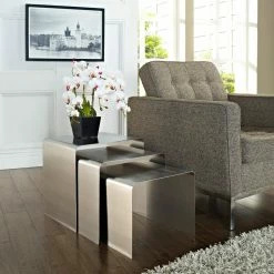 Top 10 ⭐ Rectangle End Tables & Side Tables Modway Rush Nesting Table - Silver 👍