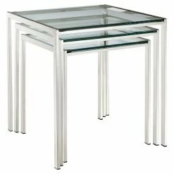 Hot Sale ✨ Rectangle End Tables & Side Tables Modway Nimble Nesting Tables - Set Of 3 - Silver ⭐