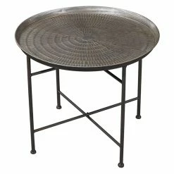 Cheapest ⌛ Round End Tables & Side Tables Sterling Embossed Accent Table ✔️