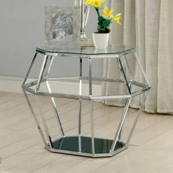 Best reviews of ⭐ Other Shapes - End Tables & Side Tables Furniture Of America Darione Contemporary Style Chrome Frame End Table 🥰