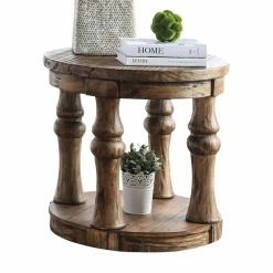 Coupon ⭐ Round End Tables & Side Tables Furniture Of America Tanenbaum Rustic Round End Table ✨