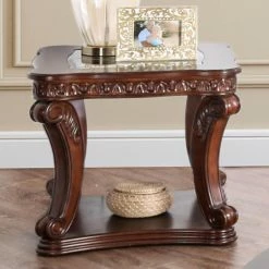 Promo 👍 Rectangle End Tables & Side Tables Furniture Of America Walton Traditional Glass End Table 🤩