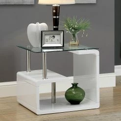 Best Pirce 👏 Square End Tables & Side Tables Furniture Of America Neko Glass Top End Table 👍