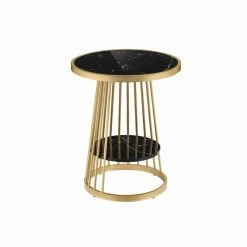 Buy 🧨 Round End Tables & Side Tables Furniture Of America Ragsdale 1-Shelf Round Side Table - Glossy Black 🥰