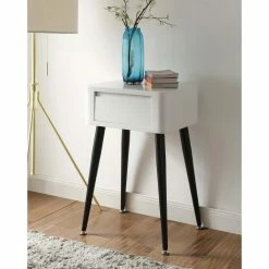 Best Pirce 🤩 Rectangle End Tables & Side Tables 4D Concepts Black And White Side Table With Tall Legs 👏